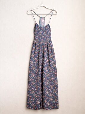 Band of Gypsies Blue Floral  Jumpsuit with Pink and yellow florals